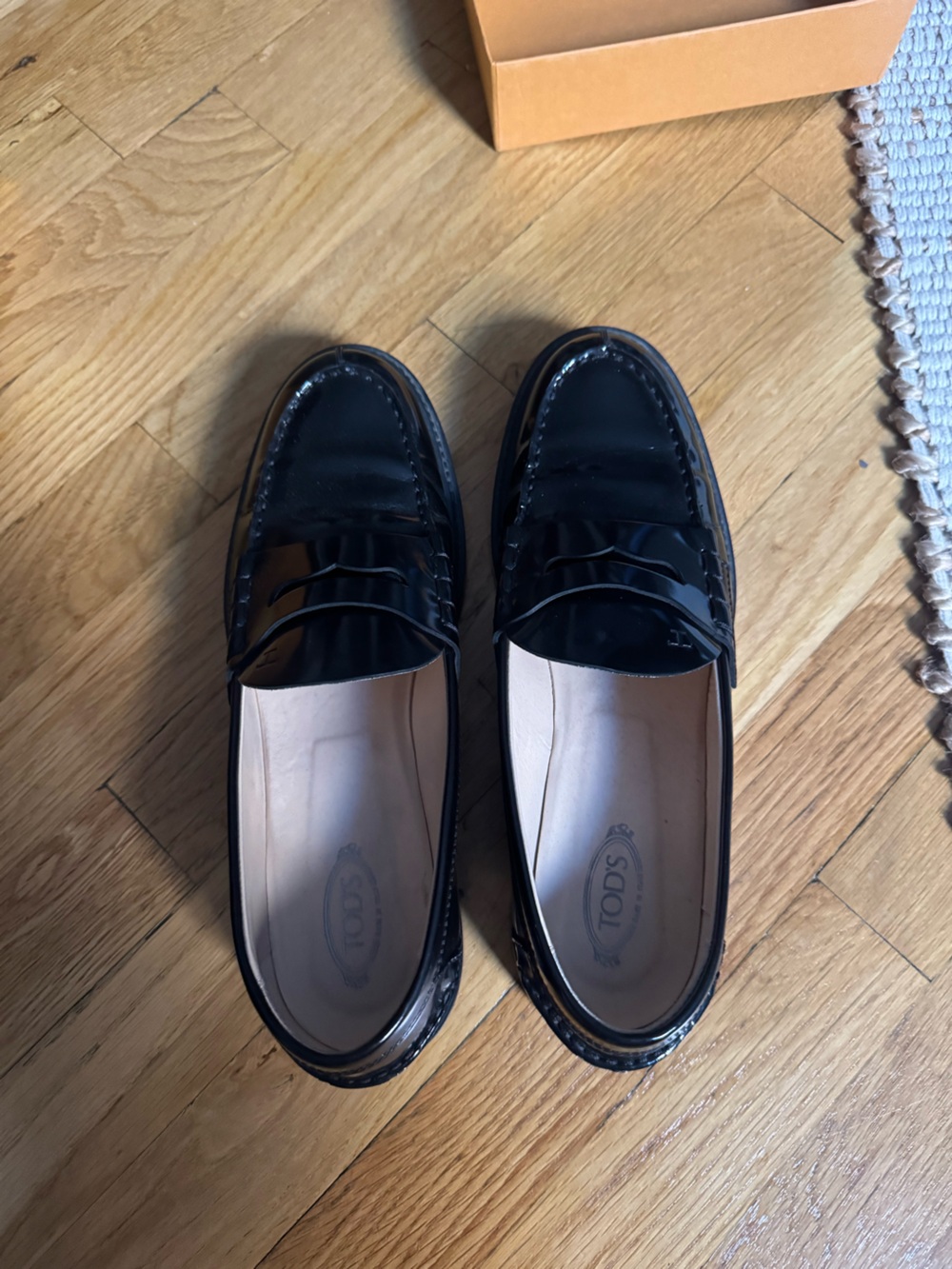 Tod's Black Patent Leather Penny Loafers